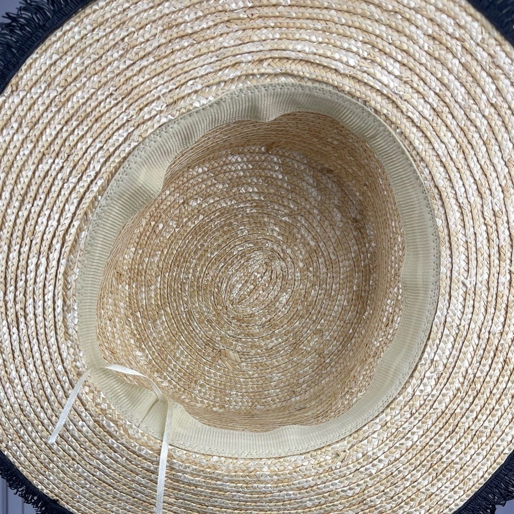 CHANEL Woven Hat with Black and Red Trim - Picture 6 of 6